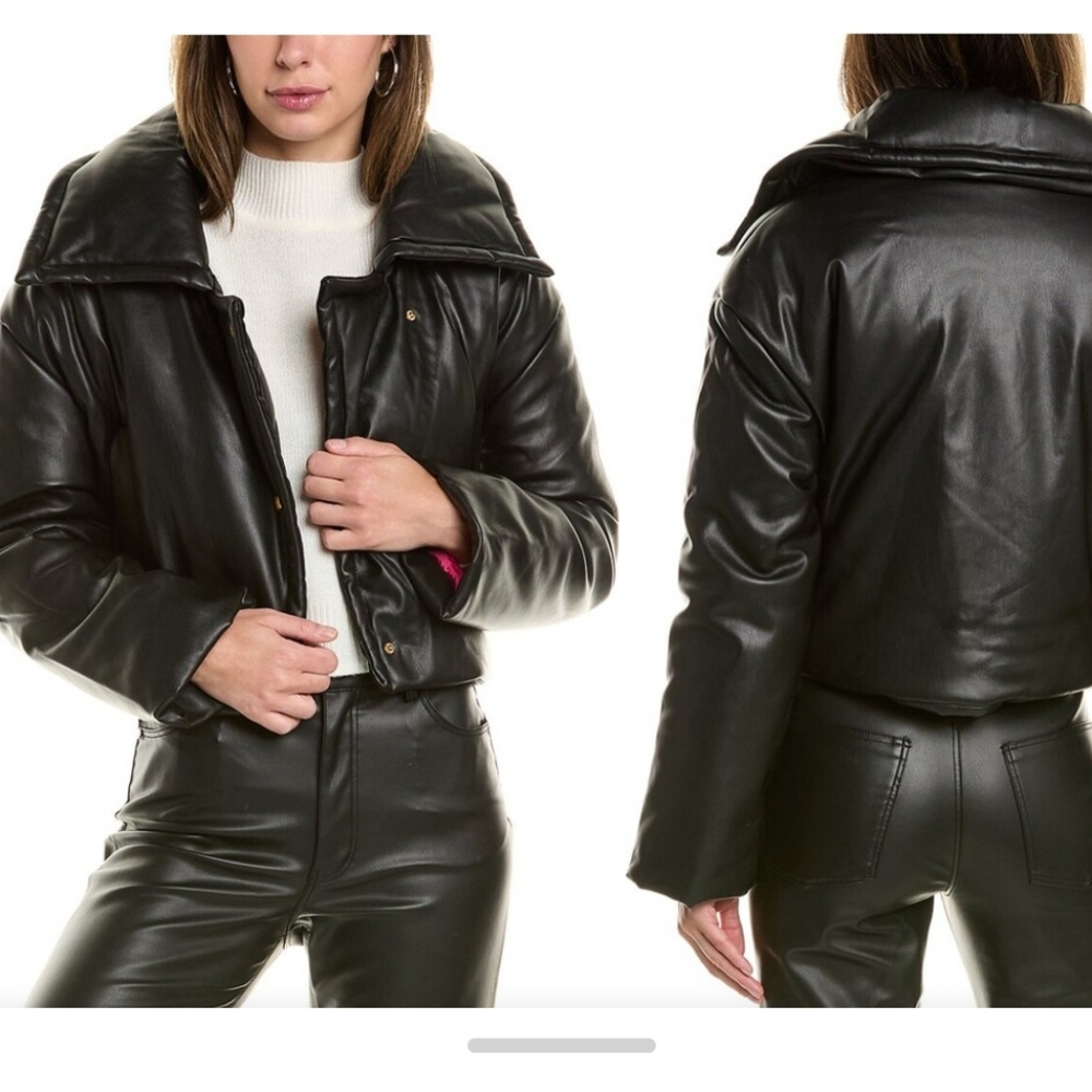 REBECCA MINKOFF Cropped Padded Moto Jacket Size M - Picture 2 of 8
